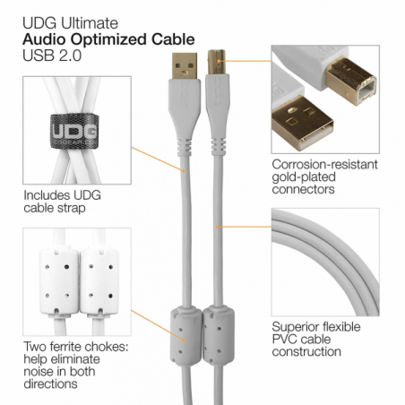 Câbles USB A vers B - UDG - U95003WH (3 mètres)