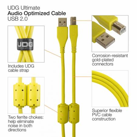 Câbles USB A vers B - UDG - U95003YL (3 mètres)