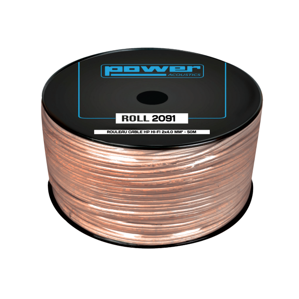 Câble hauts parleurs au mètre - Power Acoustics - Accessoires - ROLL 2091 (2x4mm - 50m)