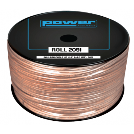 Câble hauts parleurs au mètre - Power Acoustics - Accessoires - ROLL 2091 (2x4mm - 50m)