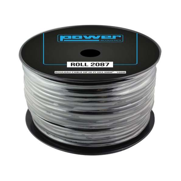 Câble hauts parleurs au mètre - Power Acoustics - Accessoires - ROLL 2087 (2x2,5mm - 100m)