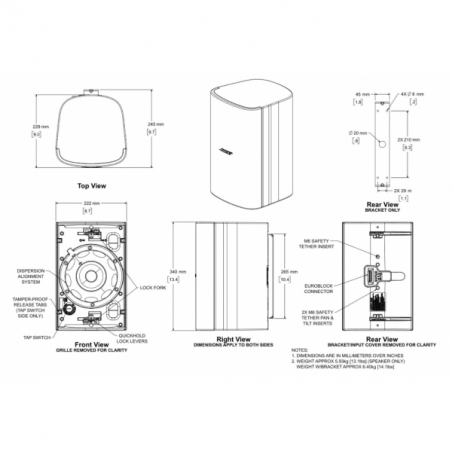 Enceintes murales extérieur - Bose Professional - DesignMax DM6SE (Blanche) -...