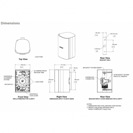 Enceintes murales extérieur - Bose Professional - DesignMax DM3SE (Blanche) -...