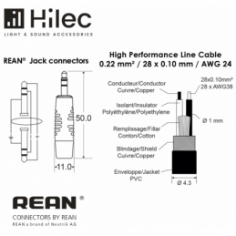 	Câbles JACK / JACK - Hilec - CLPRO-MJSMJS/3