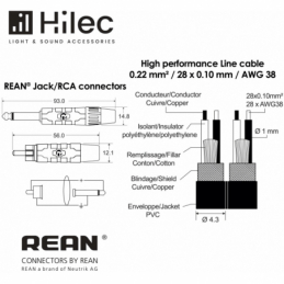 	Câbles JACK / RCA - Hilec - CLPRO-2JM2RCA/1.5