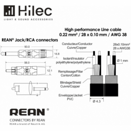 	Câbles JACK / RCA - Hilec - CLPRO-2JM2RCA/3