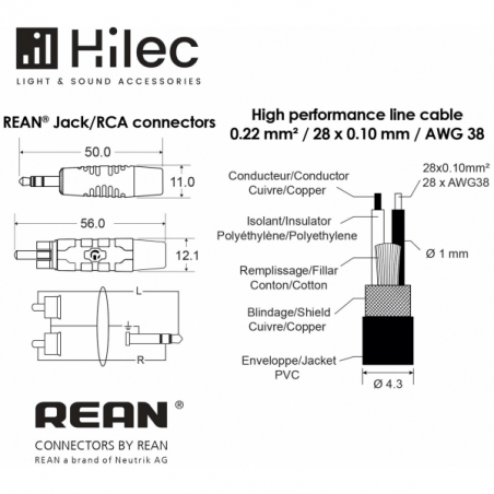 Câbles JACK / RCA - Hilec - CLPROMJS2RCA/1.5