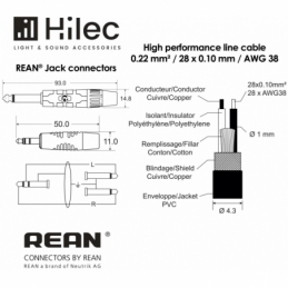 	Câbles JACK / JACK - Hilec - CLPROMJS2JM/1.5