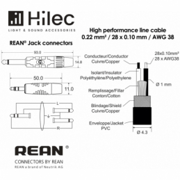 	Câbles JACK / JACK - Hilec - CLPROMJS2JM/3