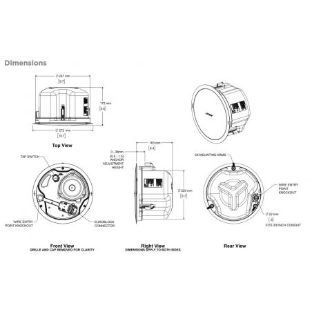Enceintes d’installation et ligne de 100V - Bose Professional - FreeSpace FS4CE Noire - La...