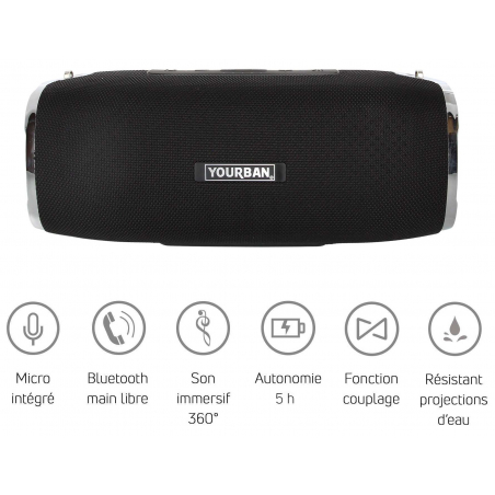 Enceintes Bluetooth Portables - Yourban - GETONE 50 BLACK