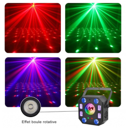 Projecteur disco à sphère à facettes rotative avec jeux de lumière