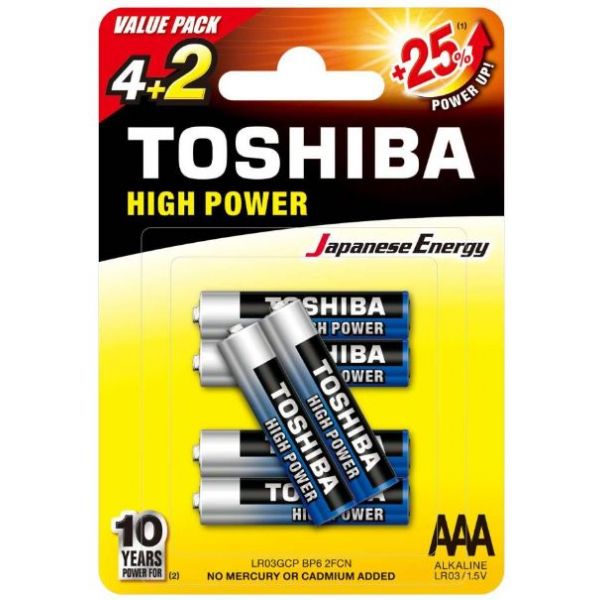 Piles - Toshiba - Pile LR03 AAA (Lot de 6)