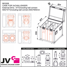 	Flight cases éclairage - JB Systems - CASE FOR 2x CHALLENGER