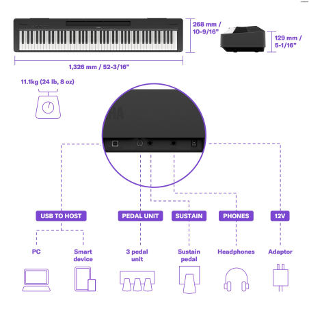 Pianos numériques portables - Yamaha - P-145BT