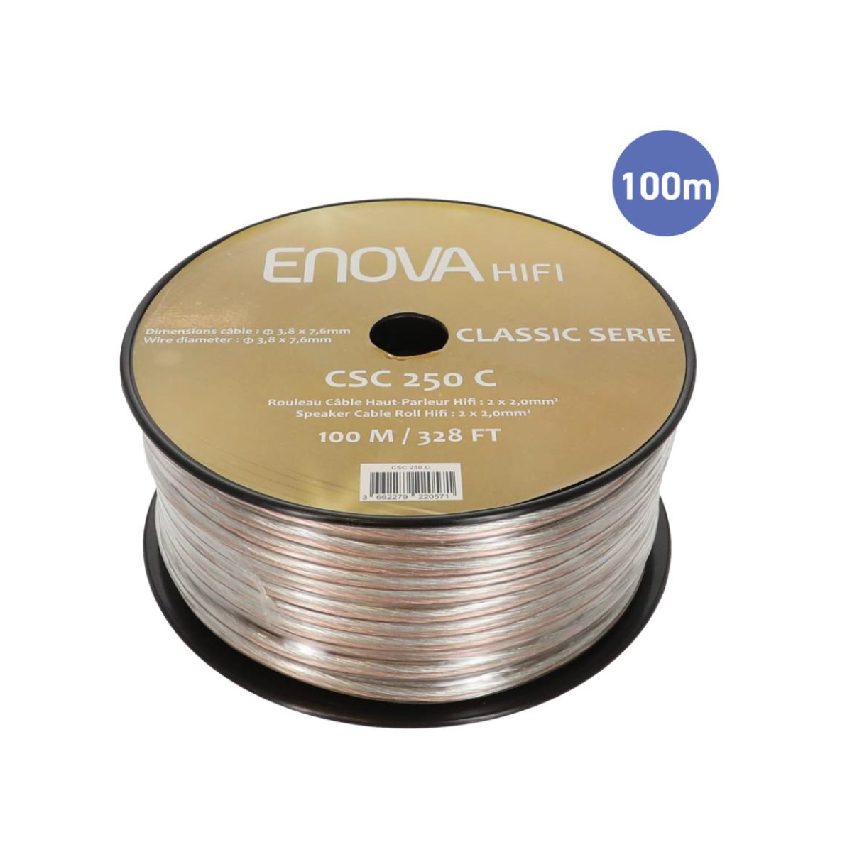 Câble hauts parleurs au mètre - Enova Hifi - CSC 250 C (BOBINE 100M)