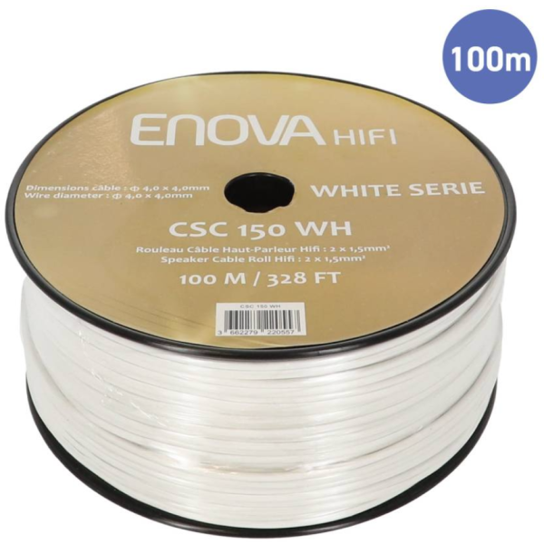 Câble hauts parleurs au mètre - Enova Hifi - CSC 150 WH (2x1,5mm - 100m) Câble hauts parleurs au mètre - Enova Hifi - CSC 150 WH (2x1,5mm - 100m)