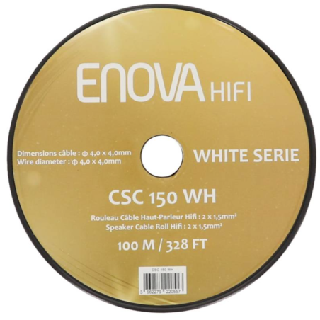Câble hauts parleurs au mètre - Enova Hifi - CSC 150 WH (2x1,5mm - 100m)