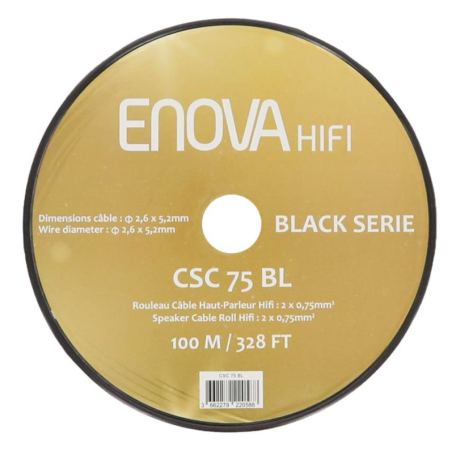 Câble hauts parleurs au mètre - Enova Hifi - CSC 75 BL (BOBINE 100M)