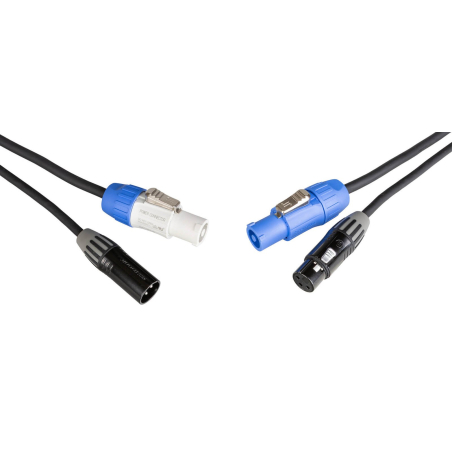 Câbles hybrides alimentation et DMX - Hilec - PC-HYBRID-XLR3-1M5