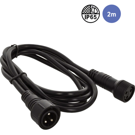 Câbles DMX éclairage XLR 3 points - Power Lighting - CABLE IP SECTEUR 2M IN/OUT