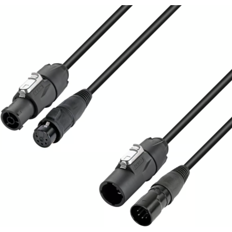 Câbles hybrides alimentation et DMX - Adam Hall - 4 STAR H TCON 5D 0500 (5m)