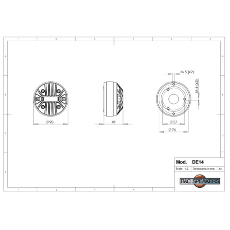 Tweeters - B&C Speakers - DE14 8 Ohm