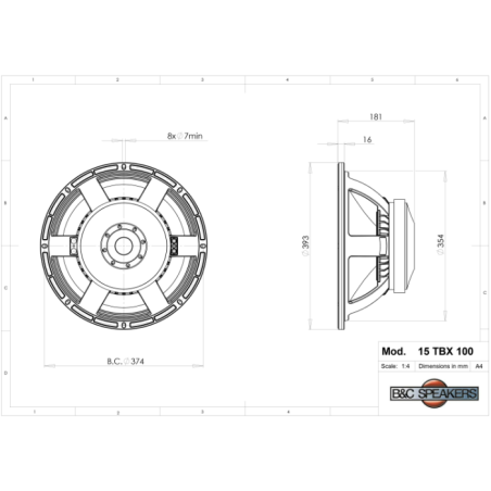 Hauts parleurs basse fréquence - B&C Speakers - 15TBX100