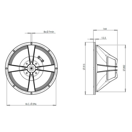 Hauts parleurs basse fréquence - B&C Speakers - 12HPL64 4 Ohm