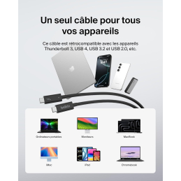 	Câbles USB C / USB C - Belkin - CABLE THUNDERBOLT 4 (1m)