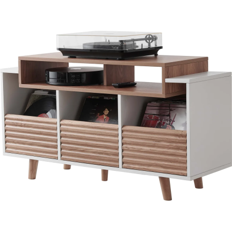 Meubles Disques et Platines Vinyles - NorStone - Oslo 1200 Blanc et Chêne
