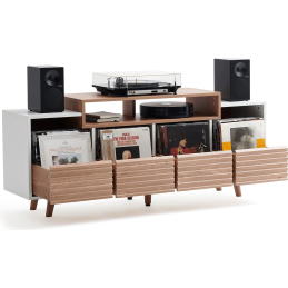 	Meubles Disques et Platines Vinyles - NorStone - Oslo 1600 Blanc et Chêne