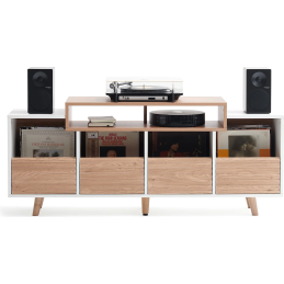 	Meubles Disques et Platines Vinyles - NorStone - Oslo 1600 Blanc et Chêne