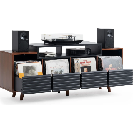 Meubles Disques et Platines Vinyles - NorStone - Oslo 1600 Noir et Noyer