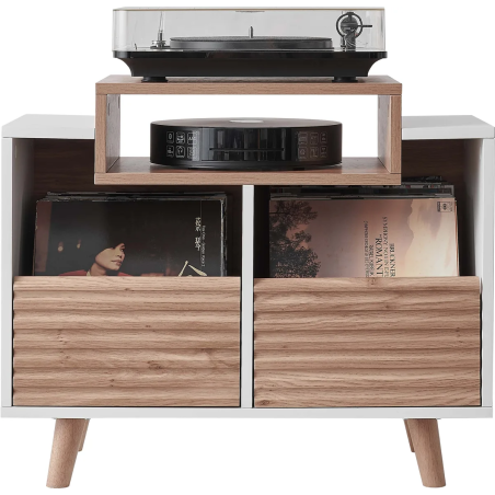 Meubles Disques et Platines Vinyles - NorStone - Oslo 800 Blanc et Chêne