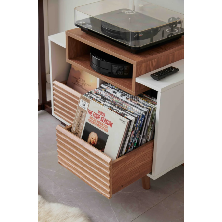 Meubles Disques et Platines Vinyles - NorStone - Oslo 800 Blanc et Chêne