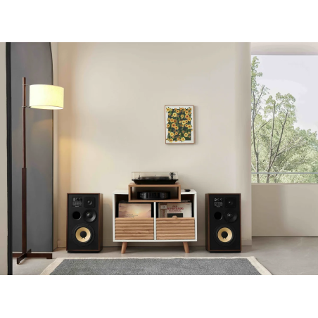 Meubles Disques et Platines Vinyles - NorStone - Oslo 800 Blanc et Chêne