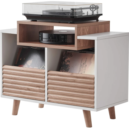 Meubles Disques et Platines Vinyles - NorStone - Oslo 800 Blanc et Chêne