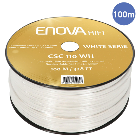 Câble hauts parleurs au mètre - Enova Hifi - CSC 110 WH (100m)