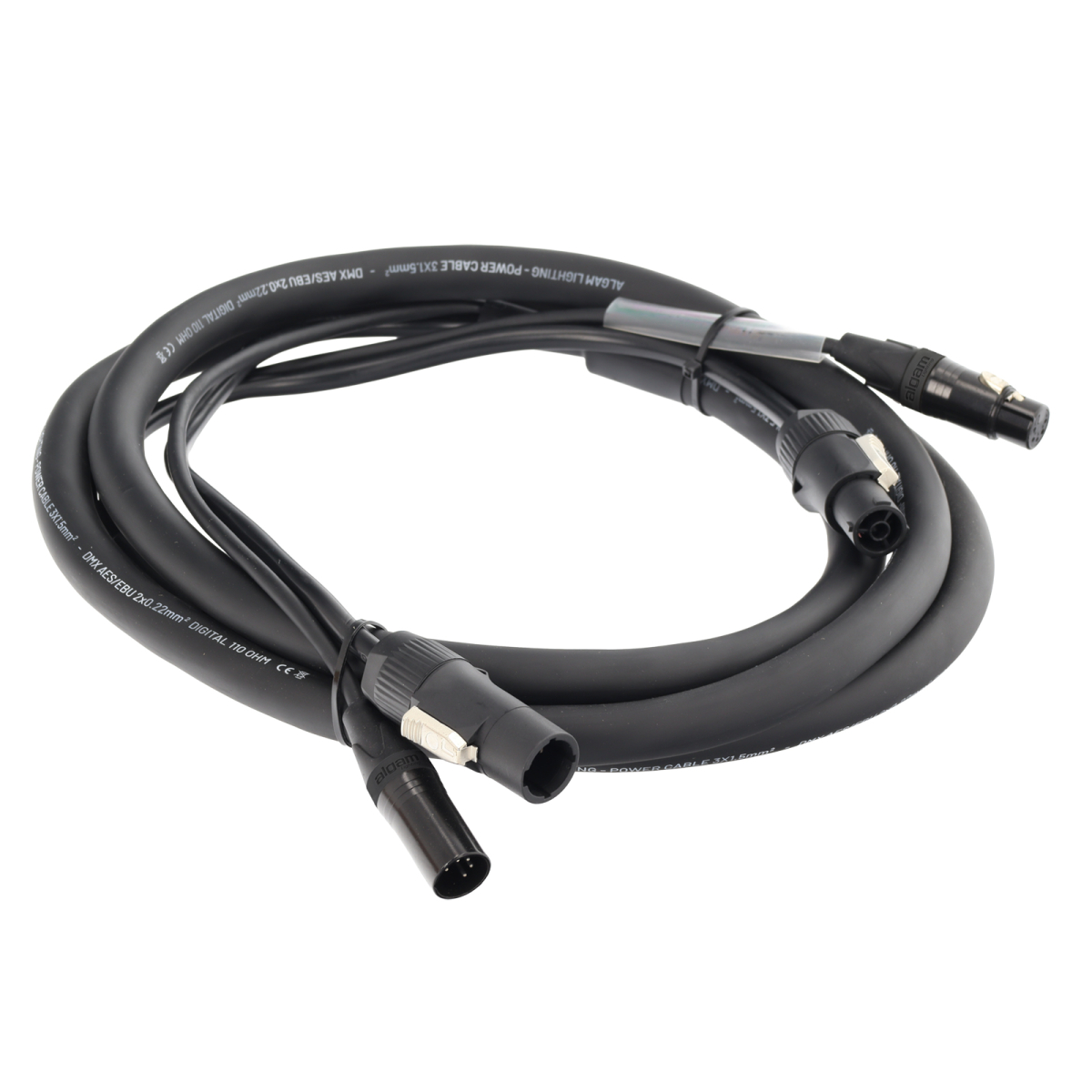 Câbles hybrides alimentation et DMX - Algam Lighting - DMX5-POWER-T1-3M (3m)