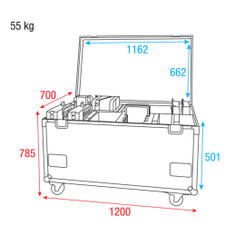 	Flight cases éclairage - Showtec - 4x Helix S5000 et accessoires