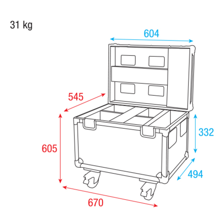 Flight cases éclairage - Showtec - Flight Case pour 4x Phantom 65