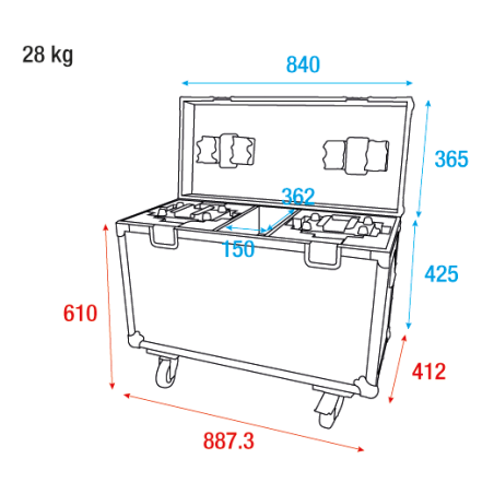 Flight cases éclairage - Showtec - Flightcase pour 2 x Shark -...