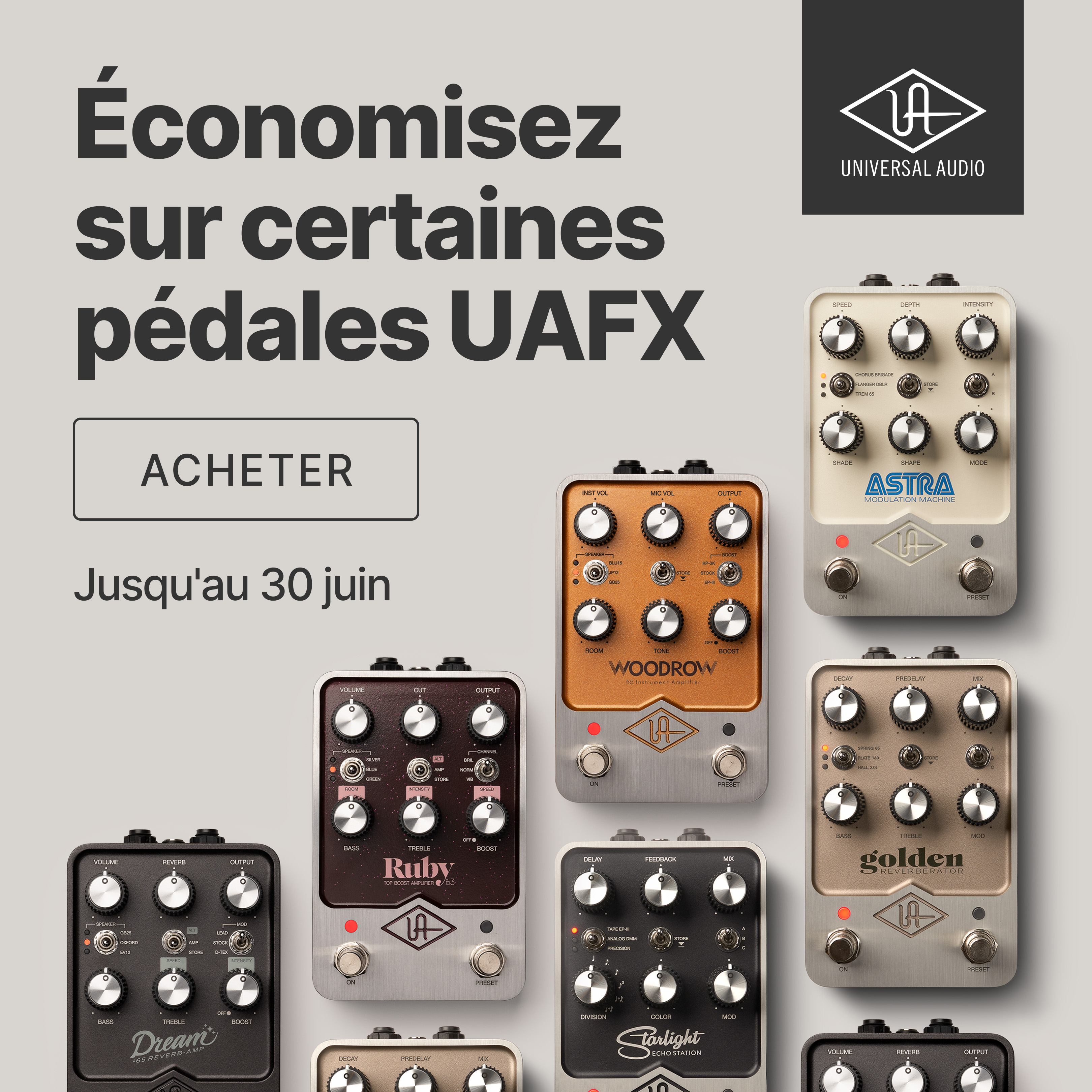 Promotion pédales guitare UAFX