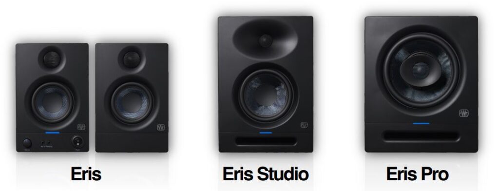 ERIS PreSonus différentes gammes enceintes de home studio