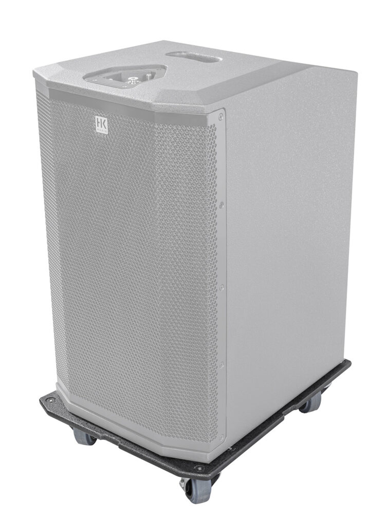 Chariot de transport robuste pour caisson de basse HK Audio POLAR MK2 – accessoire idéal pour déplacer facilement les enceintes colonne actives POLAR 10 et 12 MK2 lors de prestations live ou événements DJ.