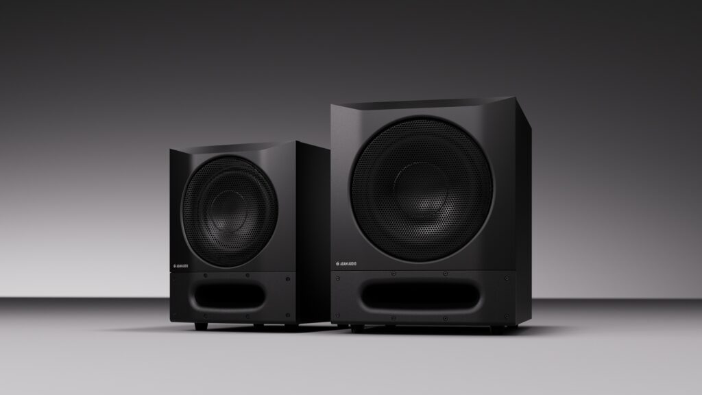 Caissons de basse studio Adam Audio noirs de deux tailles : Sub8 PRO et Sub10 PRO